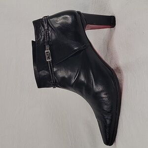 Vintage Christian Louboutin Black Leather Boots 38 (US 7.5-8) Contrast Stitch Y2